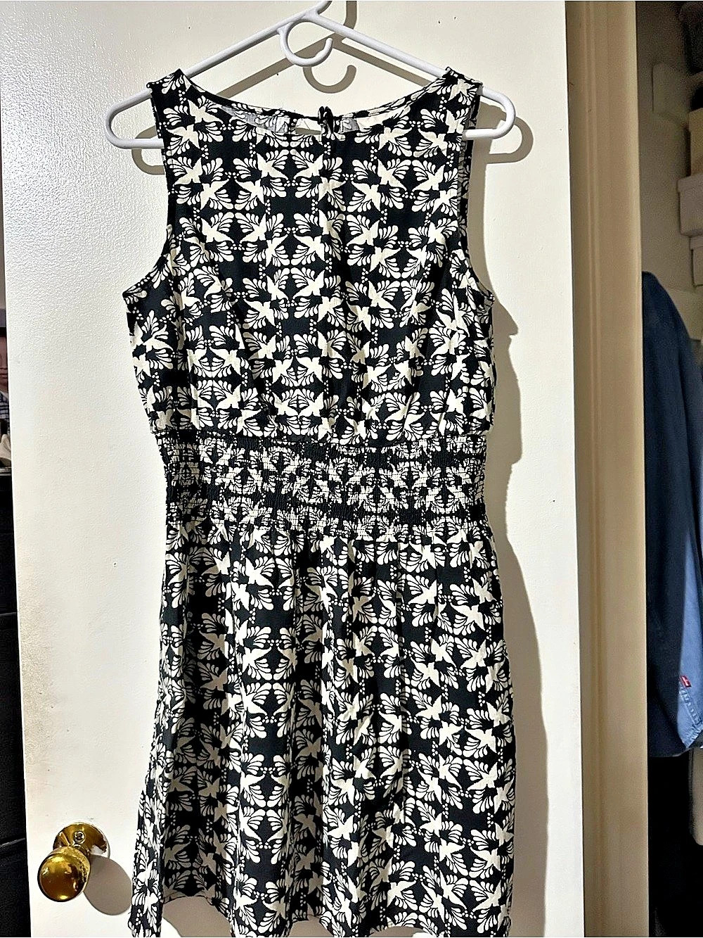Universal Thread Floral Mini Dress in Black & White Size Medium